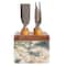 Hello Honey Black Marble Cheese Server Set with Mango Wood Stand